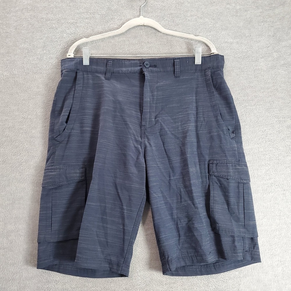 Burnside Men Shorts 34 Blue Cargo Pockets High Rise 10 in Inseam Casual